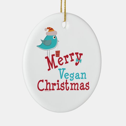 Frohe Vegane Weihnachten Keramik Ornament (Rechts)