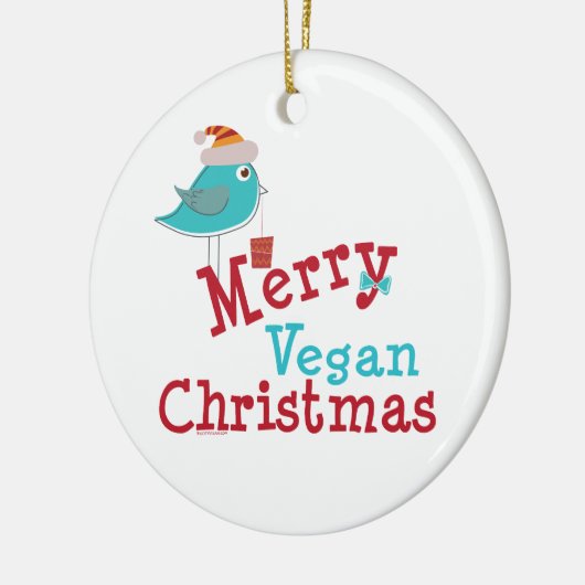 Frohe Vegane Weihnachten Keramik Ornament (Links)