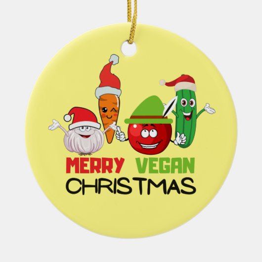 Frohe vegane Weihnachten Keramik Ornament (Vorne)