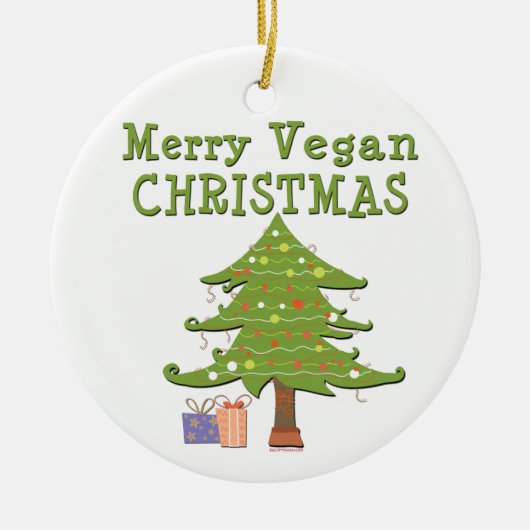 Frohe Vegane Weihnachten Keramikornament (Vorne)