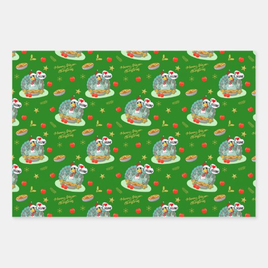 Frohe Vegane Weihnachten, lustige Türkei Geschenkpapier Set (Vorderseite 3)