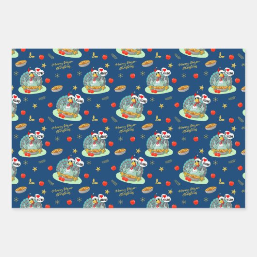 Frohe Vegane Weihnachten, lustige Türkei Geschenkpapier Set (Vorderseite 2)