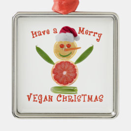 Frohe Vegane Weihnachten Silbernes Ornament
