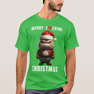 Frohe verf*** Weihnachten grimmige Katze Weihnacht T-Shirt