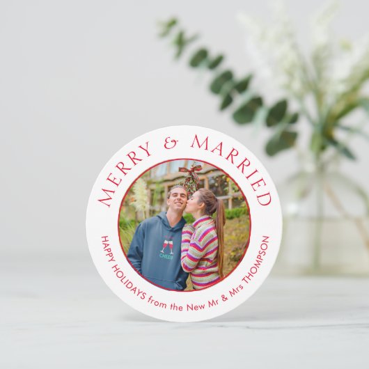 Frohe Verheiratete Foto Weihnachten Weiß (Stehend Vorderseite)