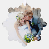 Frohe Verheiratete Hochzeit Foto Dusty Blue Christ Ornament Karte (Rückseite)