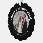 Frohe Verheiratete Schwarze Hochzeit Foto Weihnach Ornament Karte (Links)