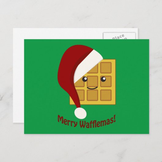 Frohe Wafflemas WeihnachtsWaffel Feiertagspostkarte (Vorne/Hinten)