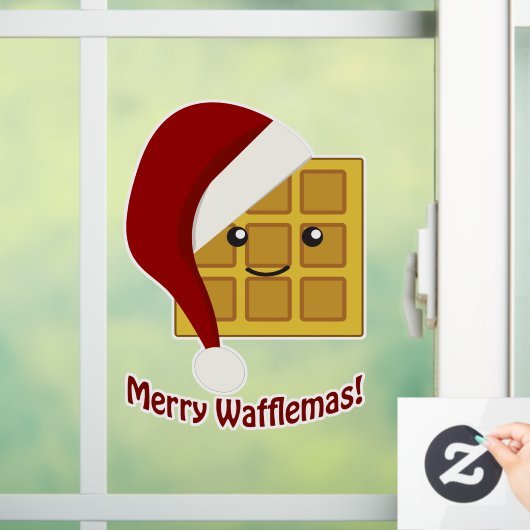 Frohe Wafflemas WeihnachtsWaffel Fensteraufkleber (Zuhause)
