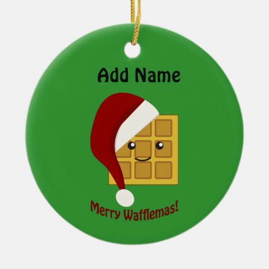Frohe Wafflemas WeihnachtsWaffel Keramikornament (Vorne)