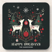 Frohe wärme skandinavische Weihnachtsbaum Getränkeuntersetzer (Vorderseite)