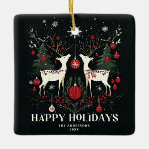 Frohe wärme skandinavische Weihnachtsbaum Keramikornament