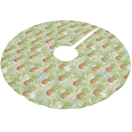 Frohe Weihnacht-Ananas-tropische Insel Polyester Weihnachtsbaumdecke (Schrägansicht)