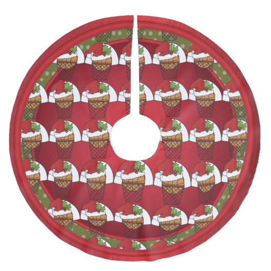 Frohe Weihnacht-Basketball-Liebhaber Polyester Weihnachtsbaumdecke (Vorderseite)