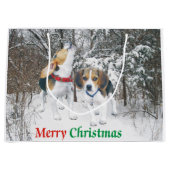 Frohe Weihnacht-Beagle-Welpensnowy-Geschenk-Tasche Große Geschenktüte (Vorderseite)