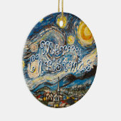 Frohe Weihnacht-beste Wünsche 2014 sternenklare Keramik Ornament (Rechts)