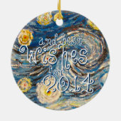 Frohe Weihnacht-beste Wünsche 2014 sternenklare Keramik Ornament (Hinten)