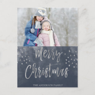 Frohe Weihnacht-blaues und silbernes Feiertagspostkarte