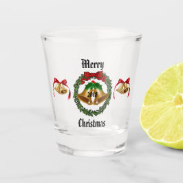 Frohe Weihnacht-Bogen, Kranz und Bell Schnapsglas