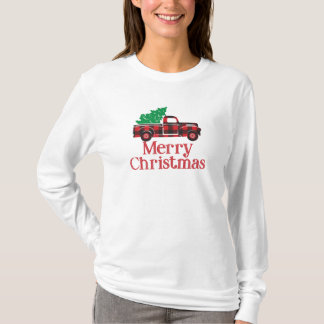 Frohe Weihnacht-Büffel-karierter T-Shirt
