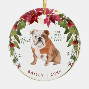 Frohe Weihnacht-Bulldogge addieren das Foto Ihr Keramik Ornament