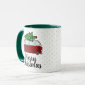 Frohe Weihnacht-Camper, der Baum schleppt Tasse (Vorderseite Links)