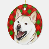 Frohe Weihnacht-Creme Shiba Inu Verzierung Keramikornament (Links)