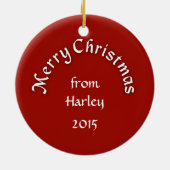 Frohe Weihnacht-Creme Shiba Inu Verzierung Keramikornament (Hinten)