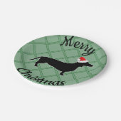 Frohe Weihnacht-Dackel-Hund Pappteller (Schrägansicht)