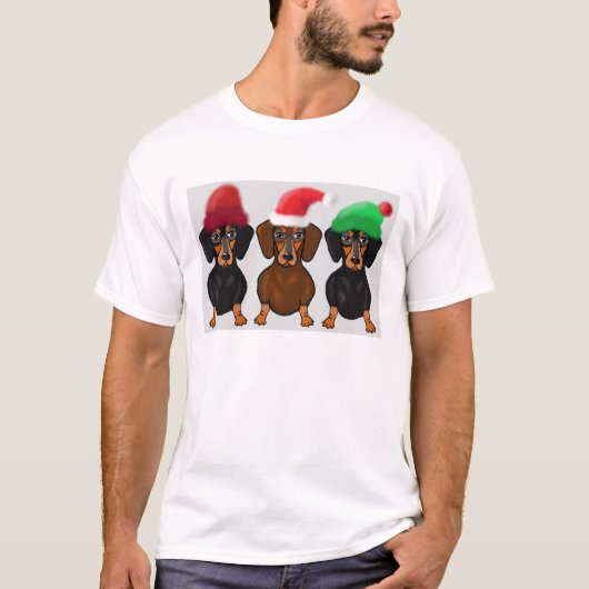 Frohe Weihnacht-Dackeln T-Shirt (Vorderseite)
