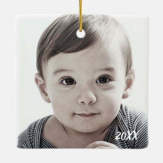 Frohe Weihnacht-datierte Foto-Verzierung Keramikornament (Rückseite)