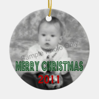Frohe Weihnacht-datiertes Foto Keramik Ornament