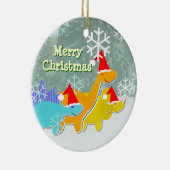 Frohe Weihnacht-Dinosaurier-Verzierung Keramik Ornament (Rechts)