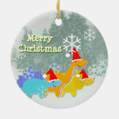 Frohe Weihnacht-Dinosaurier-Verzierung Keramik Ornament (Hinten)