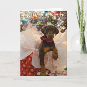 Frohe Weihnacht-Dobermann-Welpe Feiertagskarte