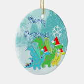 Frohe Weihnacht-Drachen Keramik Ornament (Rechts)