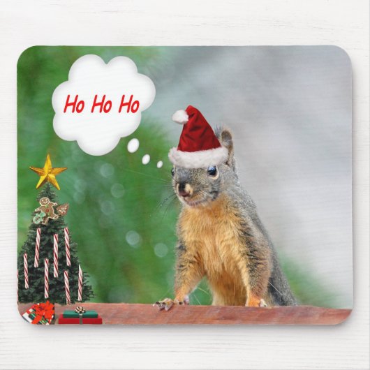 Frohe Weihnacht-Eichhörnchen-Sprichwort Ho Ho Ho! Mousepad (Vorne)