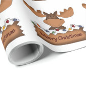 Frohe Weihnacht-Elche mit Weihnachtslichtern Geschenkpapier (Rolleneckpunkt)