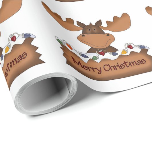 Frohe Weihnacht-Elche mit Weihnachtslichtern Geschenkpapier (Rolleneckpunkt)