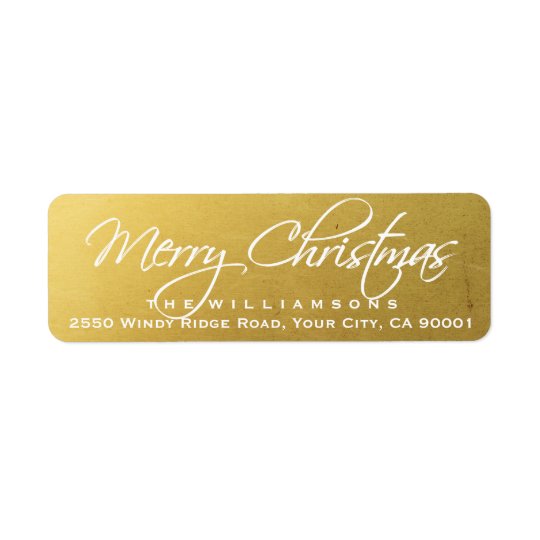 Frohe Weihnacht-elegantes Kalligraphie-Skript-Gold Rücksendeetiketten