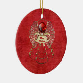 Frohe Weihnacht-Engel - Rot Keramik Ornament (Rechts)