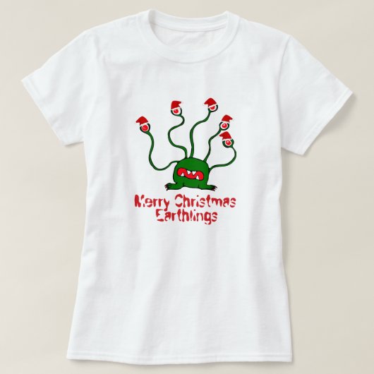 Frohe Weihnacht-Erdenbürger T-Shirt (Design vorne)