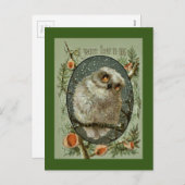 Frohe Weihnacht-Eule Feiertagspostkarte (Vorne/Hinten)
