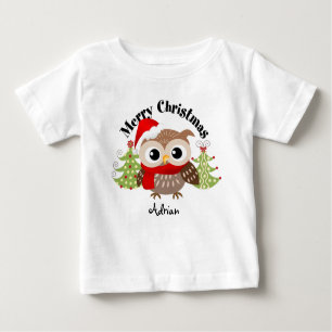 Frohe Weihnacht-Eulen-Baby-T-Shirts Baby T-shirt