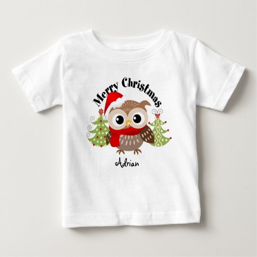 Frohe Weihnacht-Eulen-Baby-T-Shirts Baby T-shirt (Vorderseite)