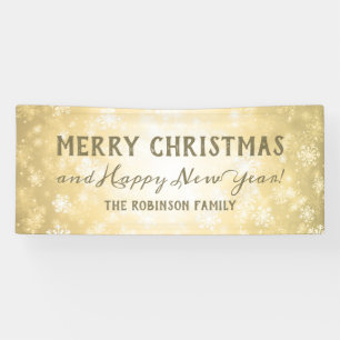 Frohe Weihnacht-Familienname-Goldwinter-Wunder Banner