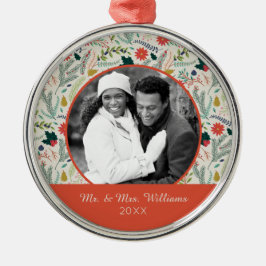 Frohe Weihnacht-Feiertag des Feiertags-Foto-| mit Silbernes Ornament