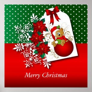 Frohe Weihnacht-Feiertags-Bär Poster
