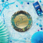 Frohe Weihnacht-festliches Türkis-Blau und Gold Pappteller (Party)