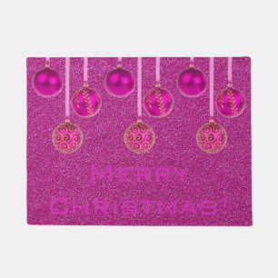 Frohe Weihnacht-Flitter-Pink-Verzierungs-Tür-Matt Fußmatte